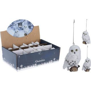 Hanging owl decoration 8x7x10cm. 2 assorted models