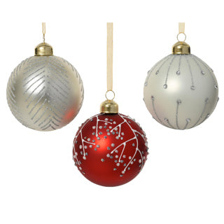 Christmas balls glass 3col assdia8cm