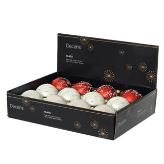 Christmas balls glass 3col assdia8cm