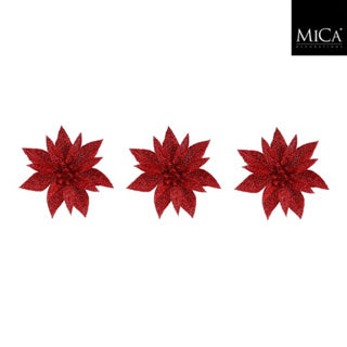 Edelman clip poinsettia red 3 pieces - h3xd10cm
