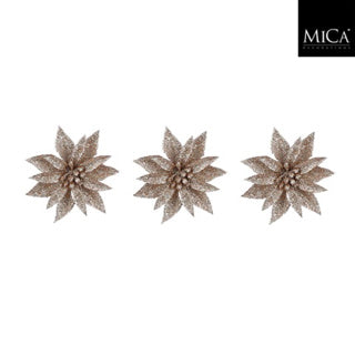 Edelman clip poinsettia champagne 3 pieces - h3xd10cm