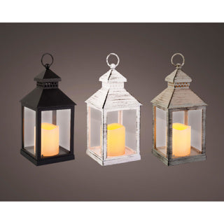 Kaemingk led lantern plastic square fire flame effect bo inside 3col assl.11cm x w.11cm x h.22.5cm