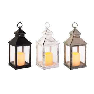 Kaemingk led lantern plastic square fire flame effect bo inside 3col assl.11cm x w.11cm x h.22.5cm