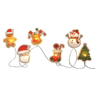 Window decoration PVC Christmas figures light string x6 LED timer 2x6 6 18h