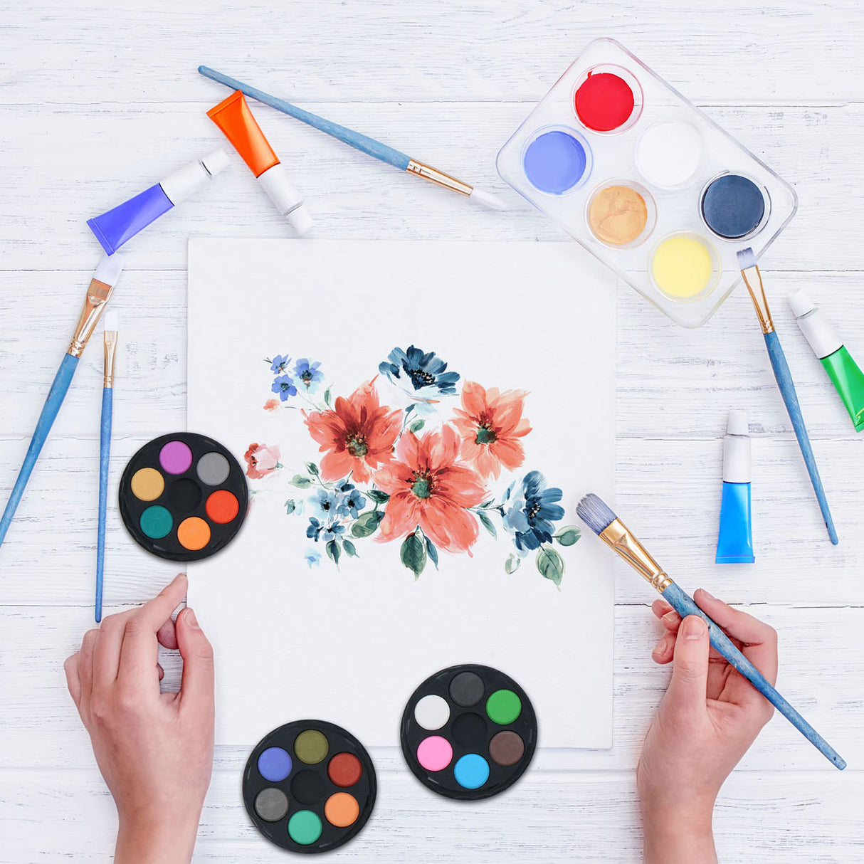 Vandfarver sat rundt, 36dlg.