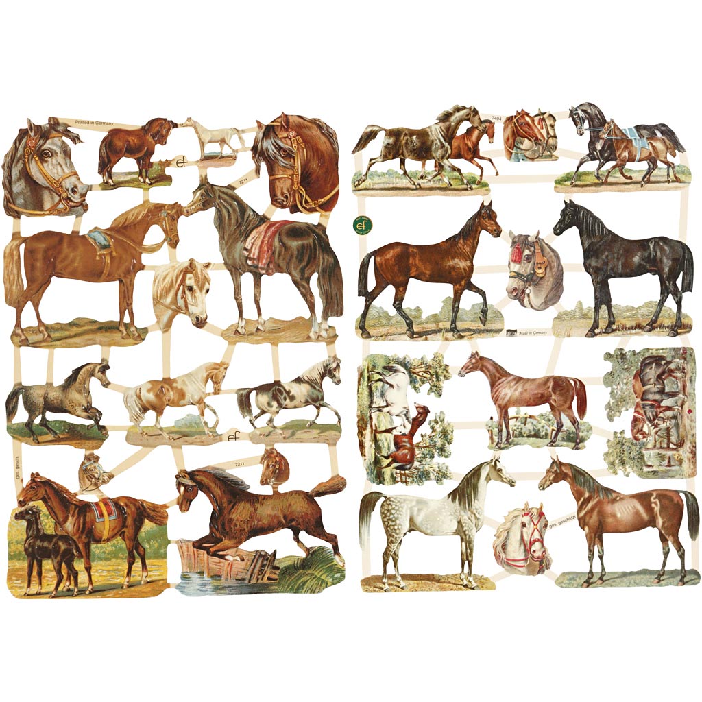 Creativ company vintage pictures, horses, sheet 16.5x23.5 cm, 2 sheets 1 box