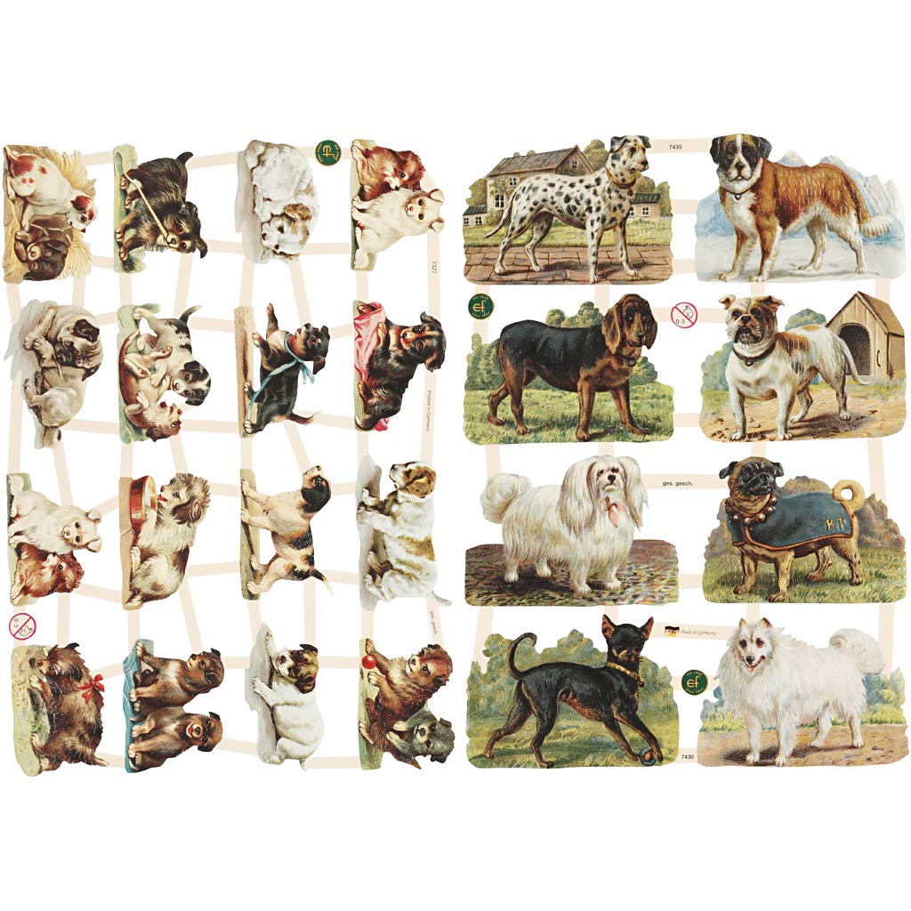 Creativ company vintage pictures, dogs, sheet 16.5x23.5 cm, 2 sheets 1 box