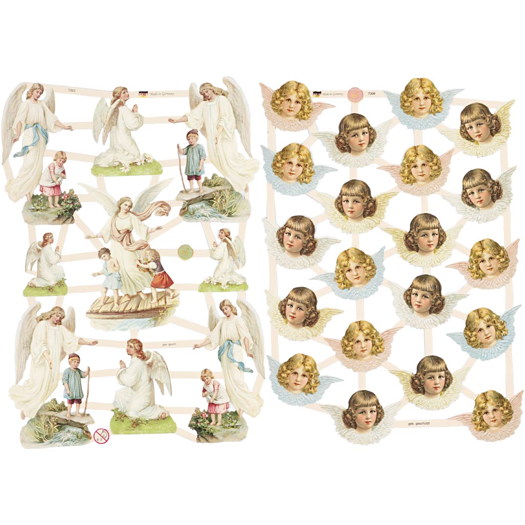 Creativ company vintage pictures, nostalgic angels, sheet 16.5x23.5 cm, 2 sheets 1 box
