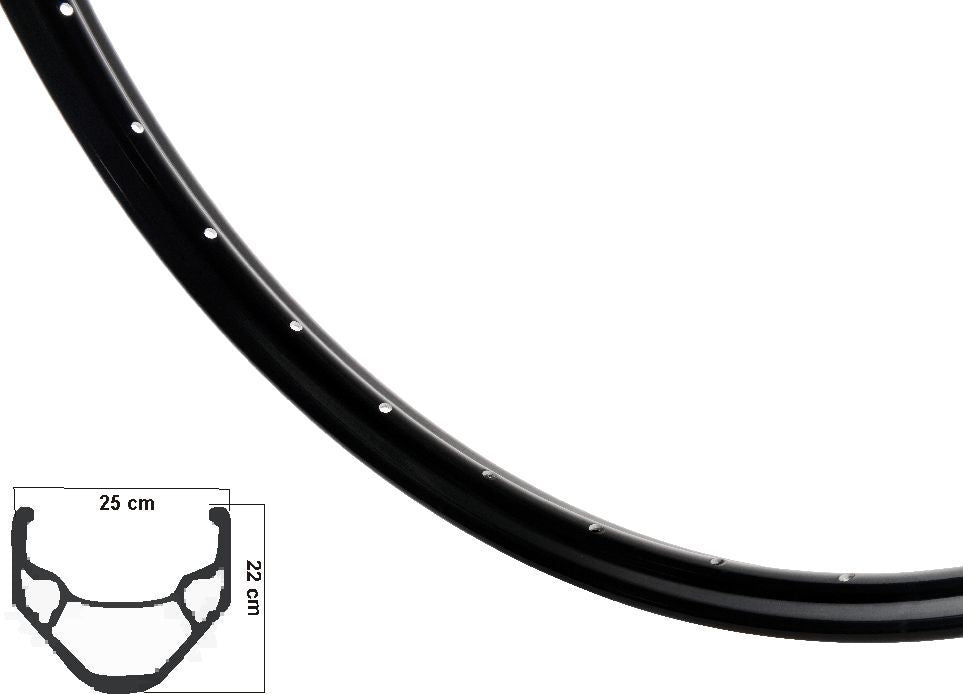 Ryde Rim XS19 Črno črno 9x4 36 lukenj 28 palcev (622)