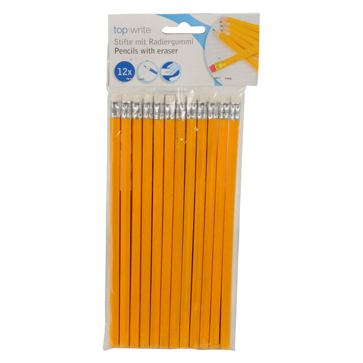 Pencil and eraser hb, 12 pcs.