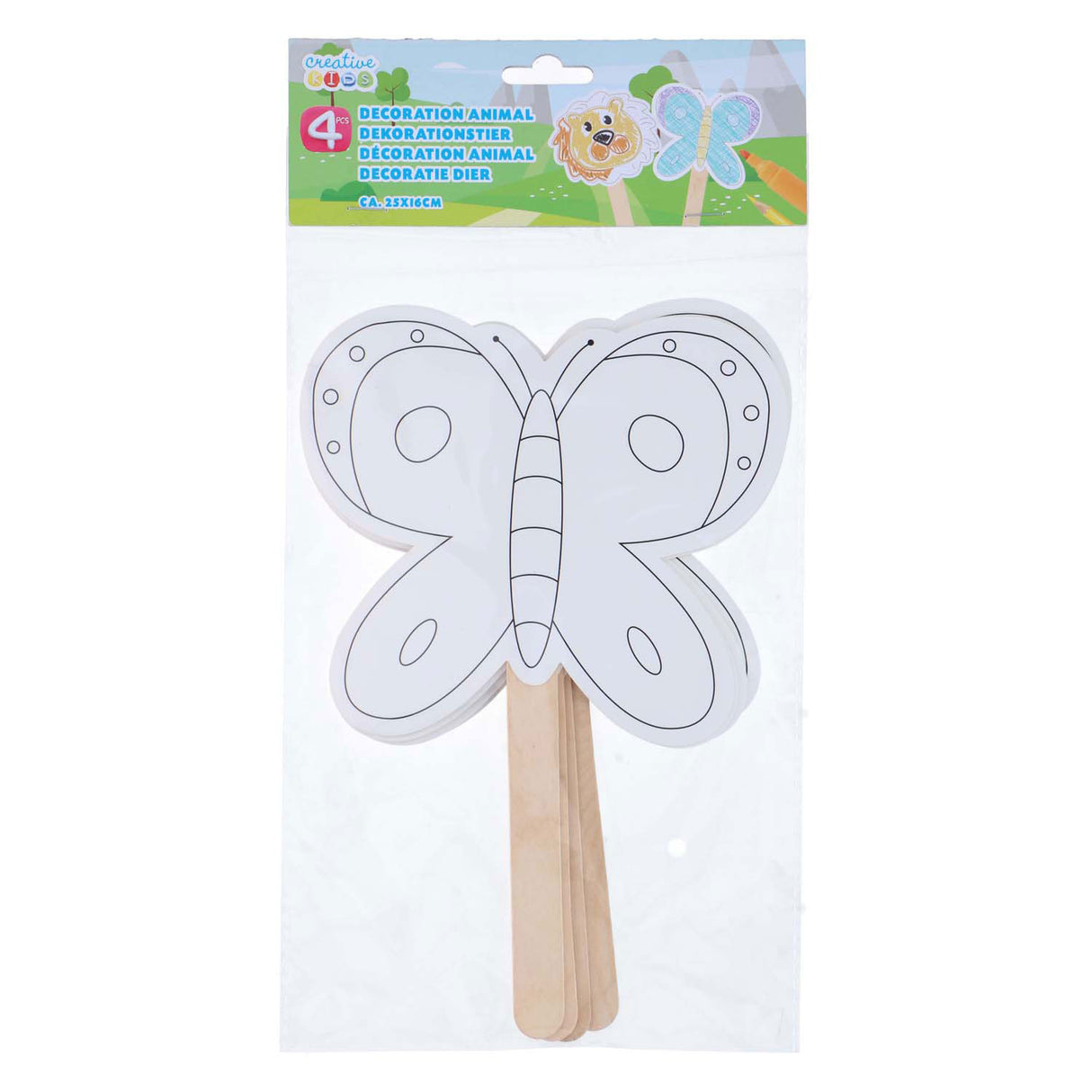 Decorative masks with wooden handle, 4 pcs.