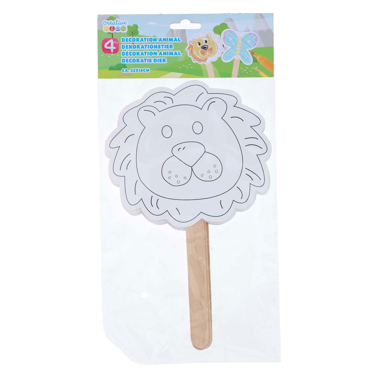 Decorative masks with wooden handle, 4 pcs.