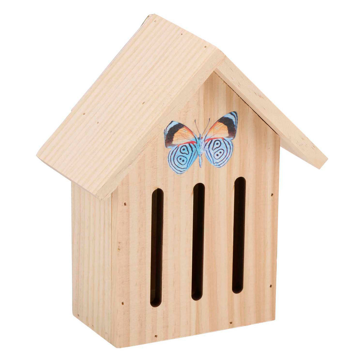 Wooden insect hotel for butterflies and bees