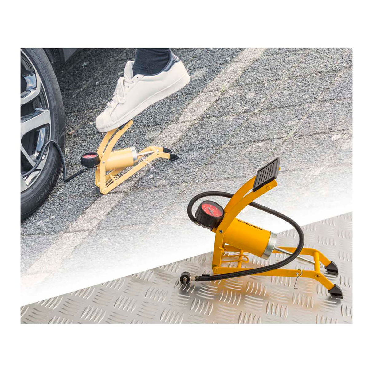 Caidéal coise Dunlop le tomhas brú