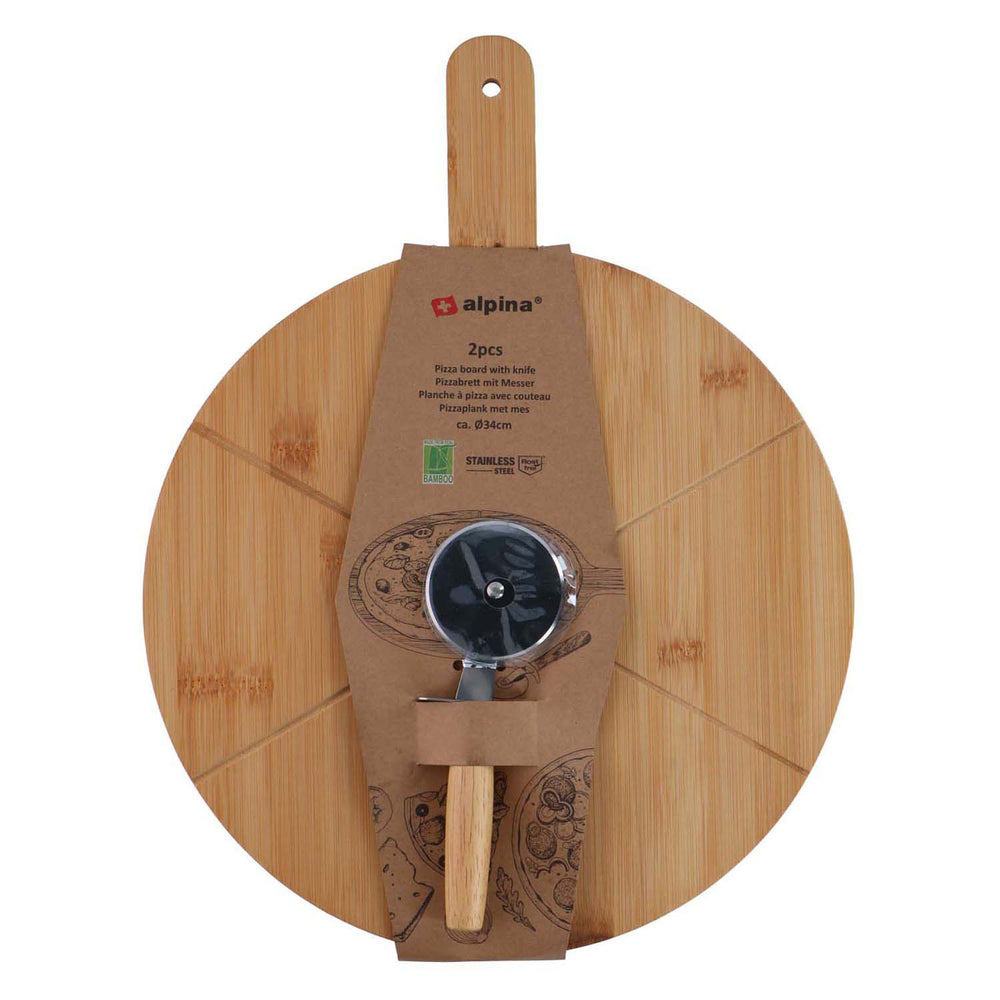 Alpina pizza board and pizza cutter, 2-piece.