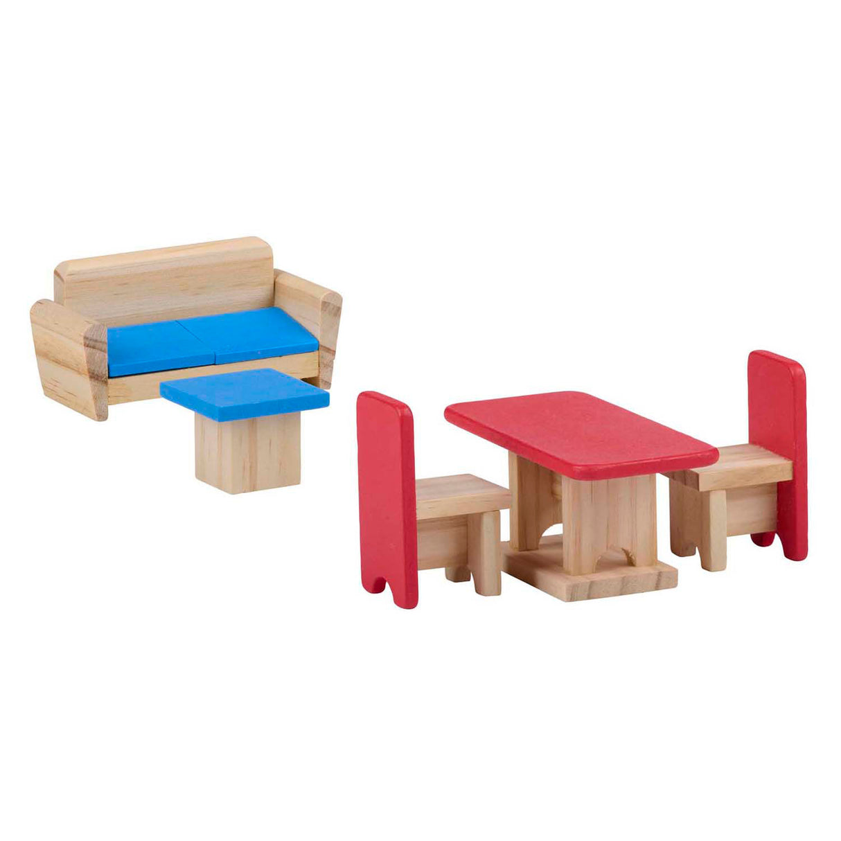 Wooden doll house with accessories, 30 pcs.