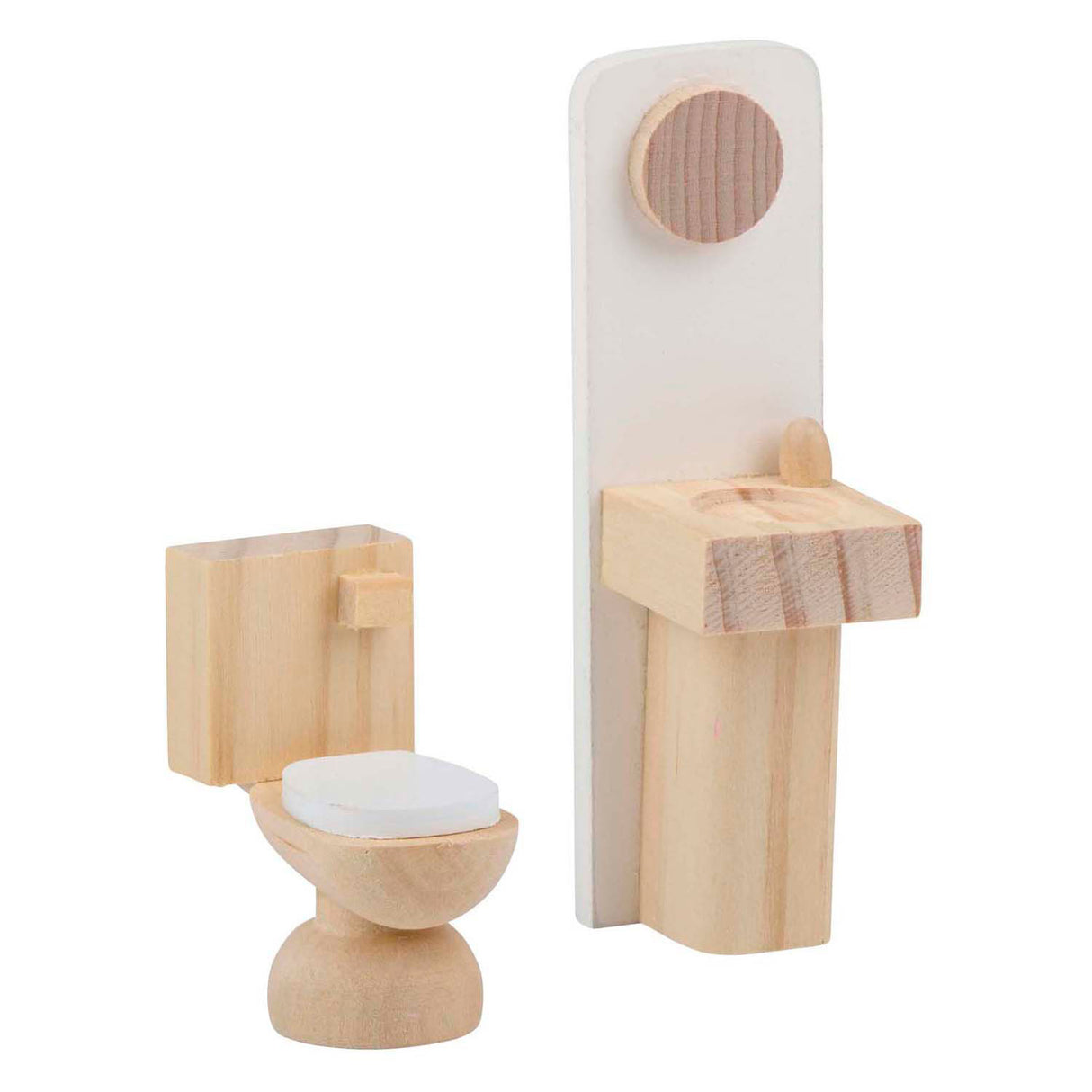 Wooden doll house with accessories, 30 pcs.