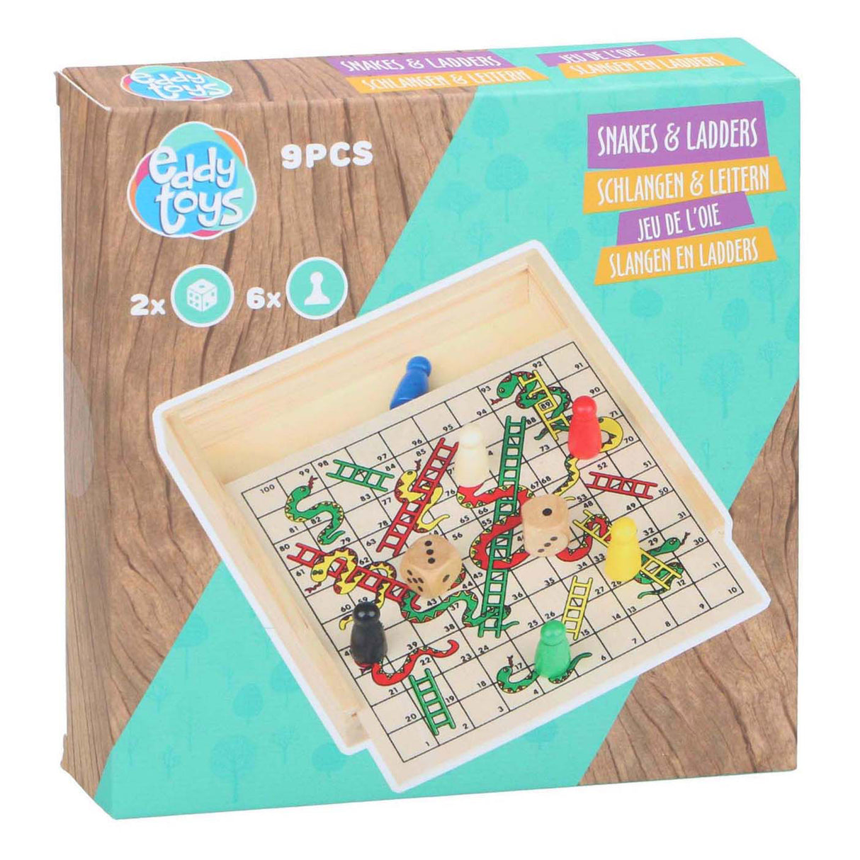 Houten slangen en ladders spel