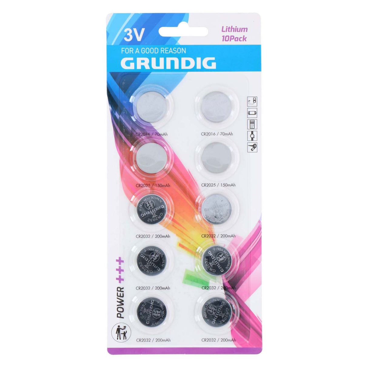 Button cell batteries on card, 10 pcs.