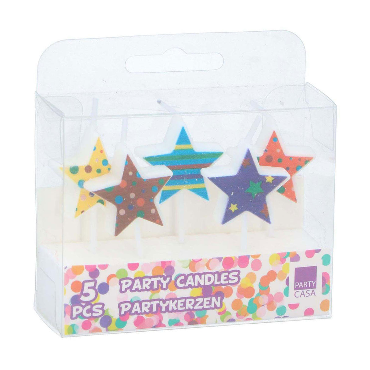 Star-shaped party candles, 5 pcs