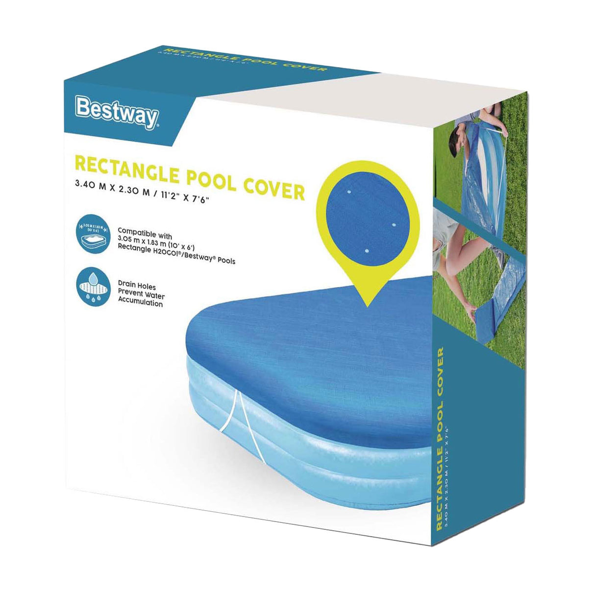 Couverture de piscine familiale Bestway rectangulaire, 305 cm