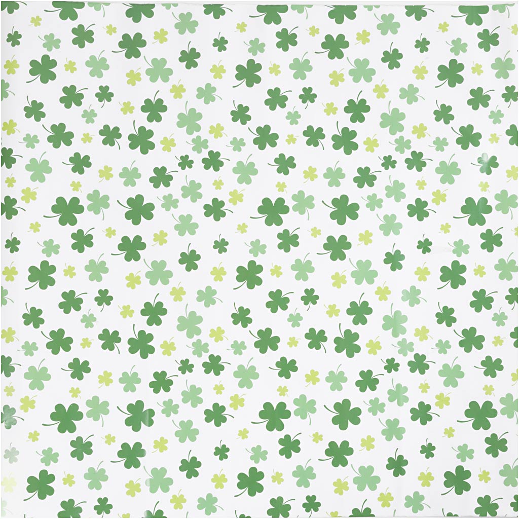 Creativ company wrapping paper, green clover, w: 50 cm, 80 gr, 100 m 1 roll