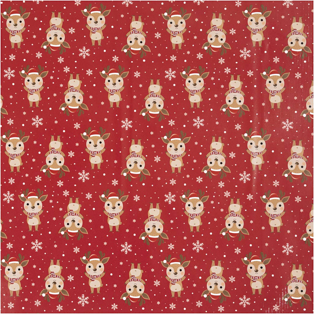 Creativ company wrapping paper, reindeer with scarf, w: 50 cm, 80 gr, dark red, 100 m 1 roll