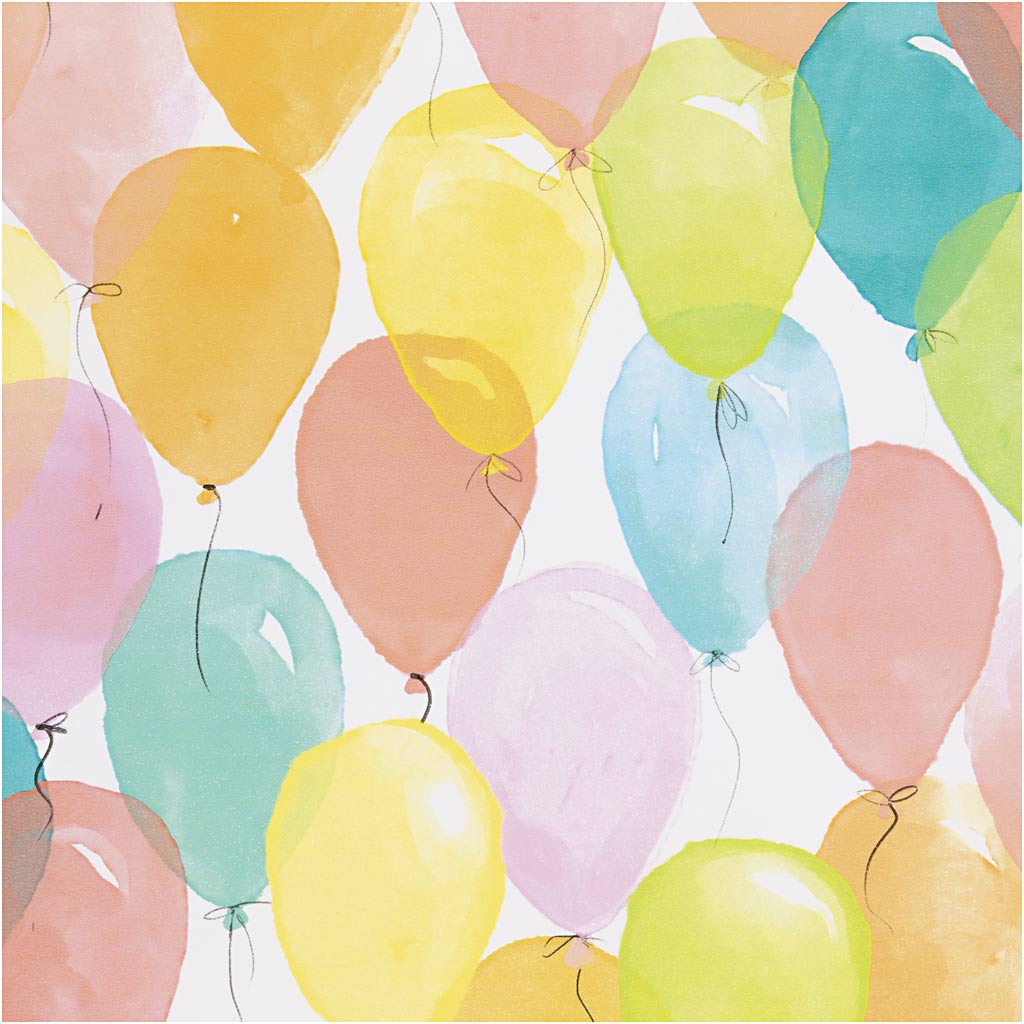 Creativ company wrapping paper, balloons, w: 50 cm, 80 gr, pastel colors, 5 m 1 roll