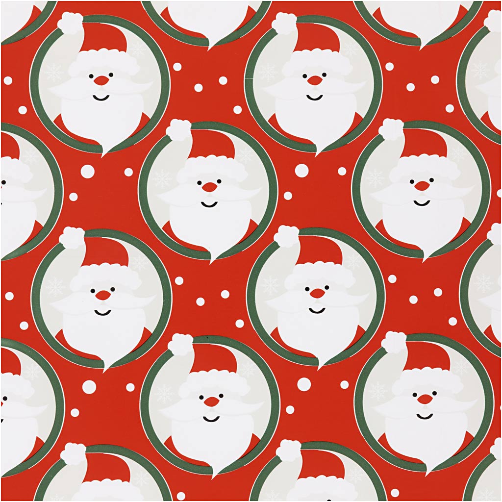 Creativ company wrapping paper, Santa Claus, w: 50 cm, 80 gr, red, 100 m 1 roll