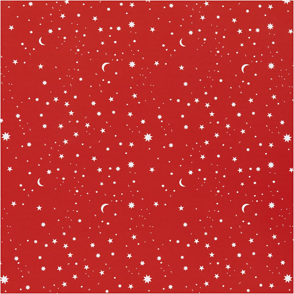 Creativ company wrapping paper, stars and moons, w: 50 cm, 80 gr, dark red, 100 m 1 roll