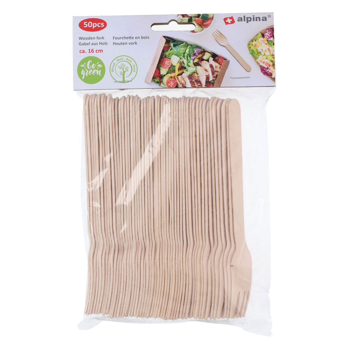 Disposable wooden fork 16cm, 50 pcs.