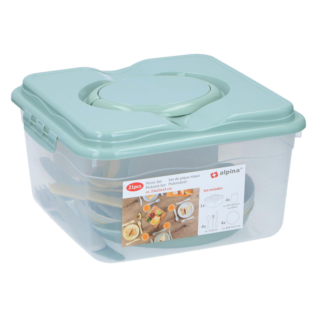 Pikniková súprava Alpina v úložnom boxe, 21 ks.