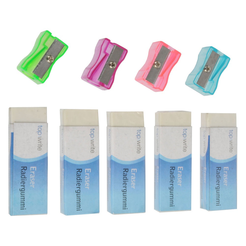 Puntenslijper en gummen, 9dlg.