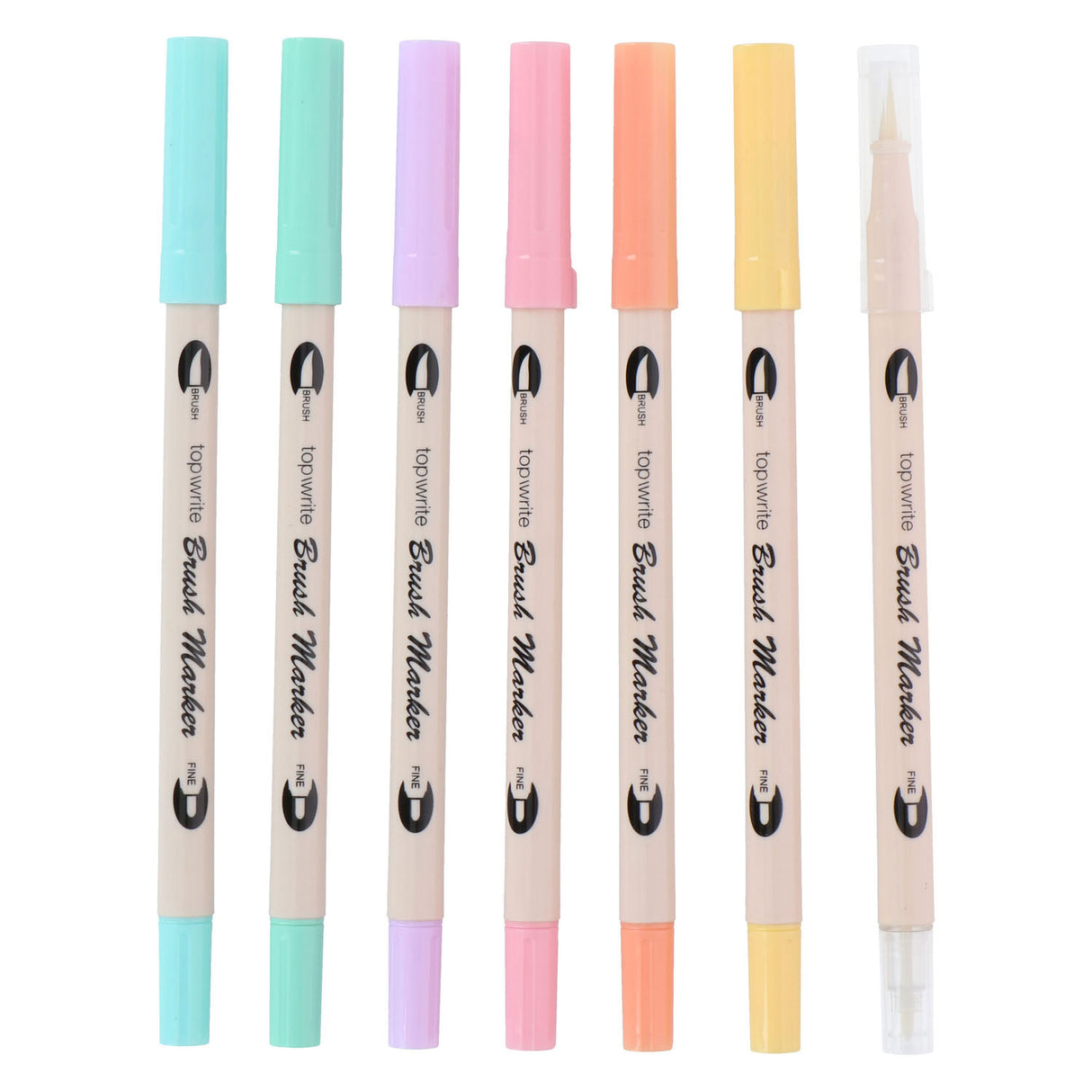 Felt-tip pens brush pens double-sided, 7 pcs.