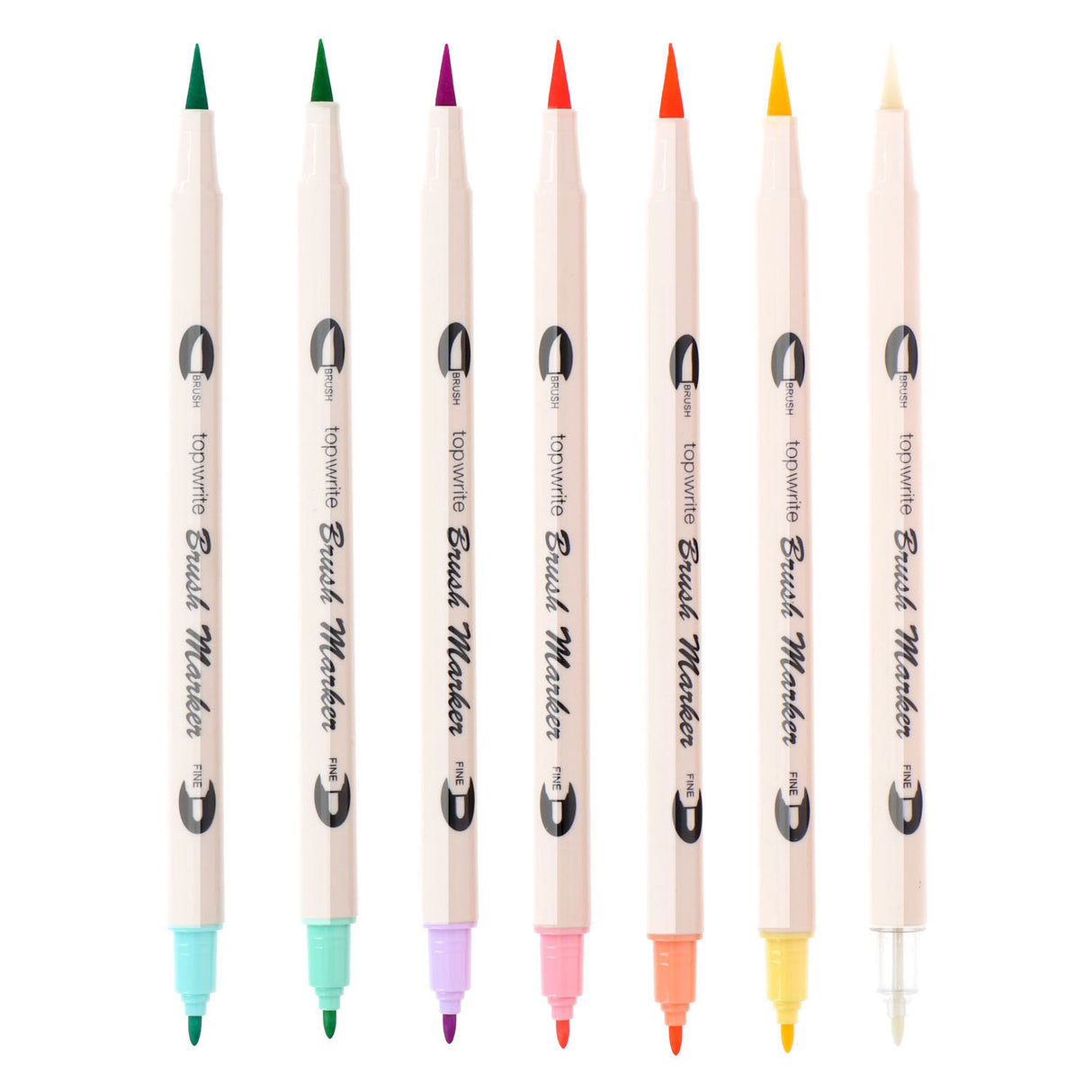 Felt-tip pens brush pens double-sided, 7 pcs.
