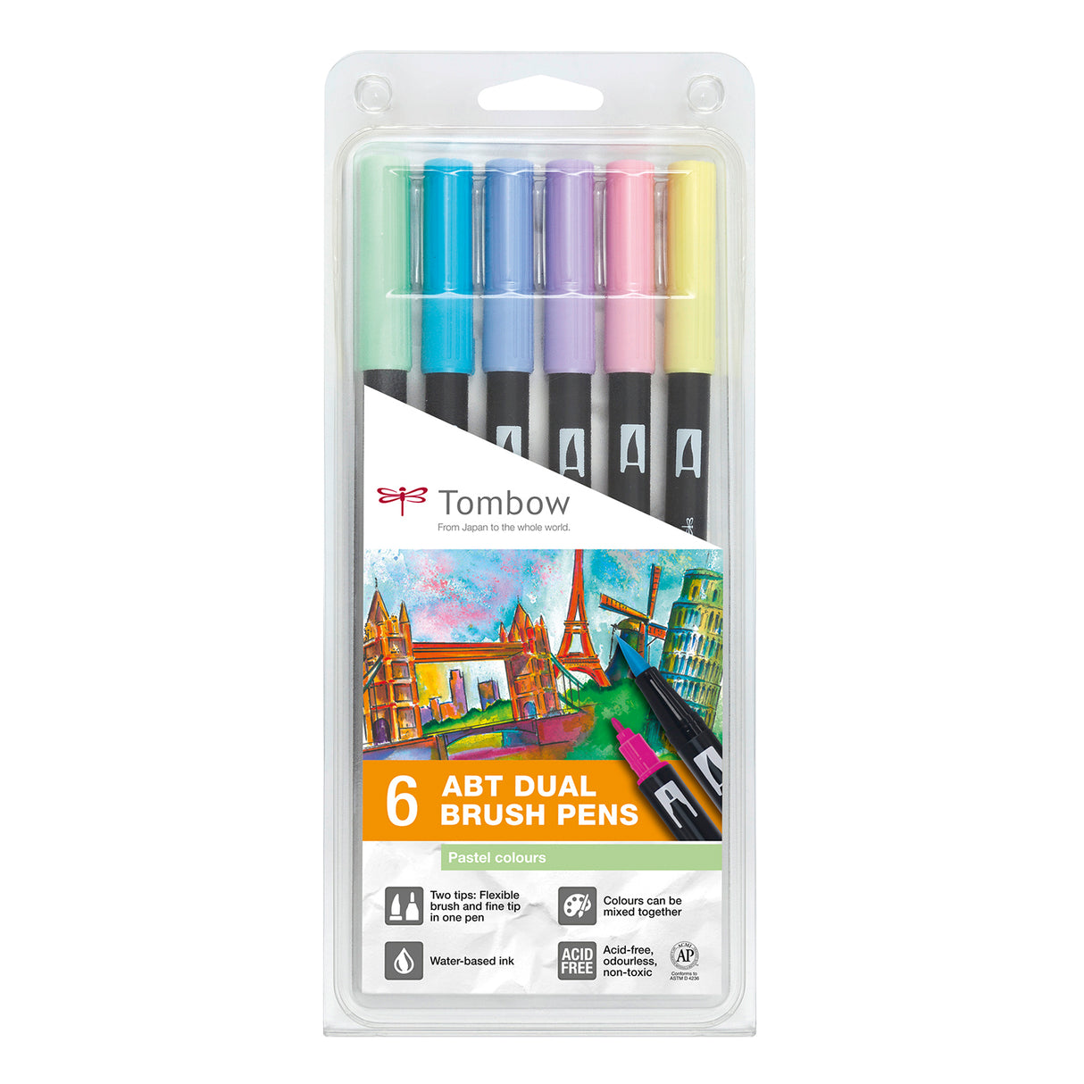 Tombow • brush pen abt dual brush pen set pastel colours 6pcs