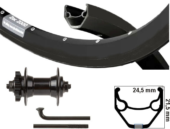 Kgs front wheel 28inch (622) disc 6-bolt dropout rim spokes black