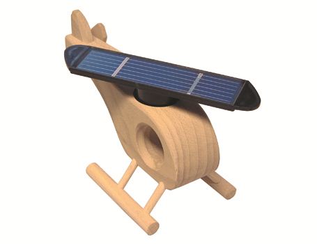 Hélicoptère en bois Rockshox avec panneau solaire - Natural