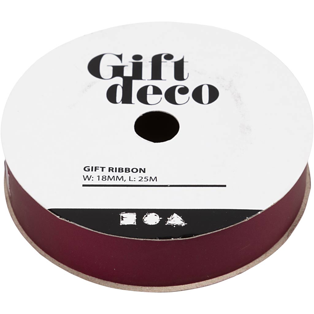 Creativ company gift ribbon, W: 18 mm, matt, red, 25 m 1 roll