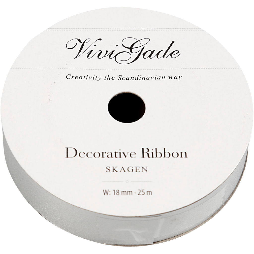 Creativ company gift ribbon, W: 18 mm, matt, silver, 25 m 1 roll