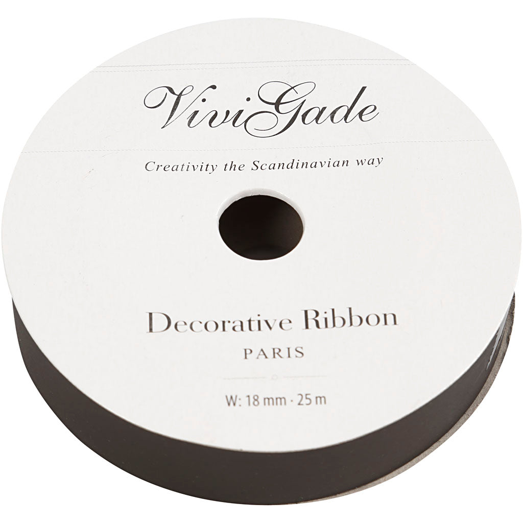Creativ company gift ribbon, w: 18 mm, matt, black, 25 m 1 roll