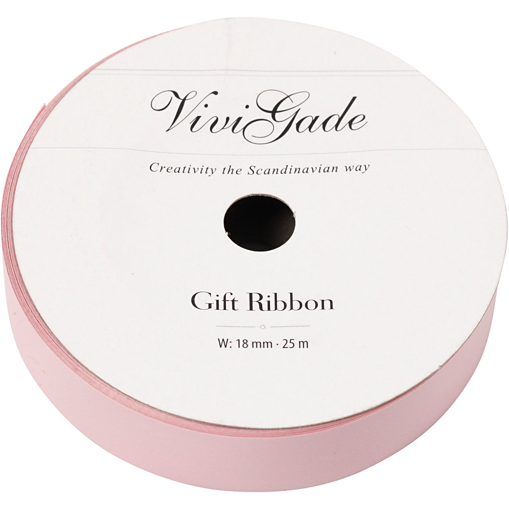 Creativ company gift ribbon, w: 18 mm, matt, light red, 25 m 1 roll