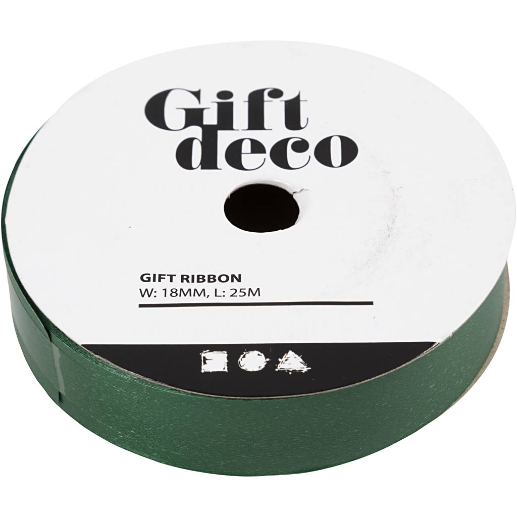 Creativ company gift ribbon, W: 18 mm, matt, green, 25 m 1 roll