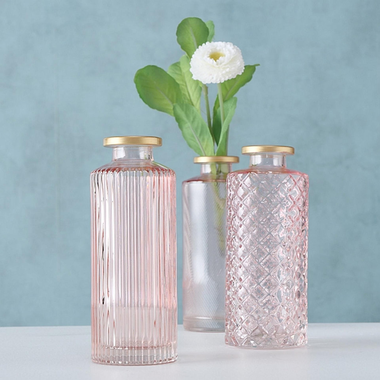 Boltze home vaas adore h13cm glas roze