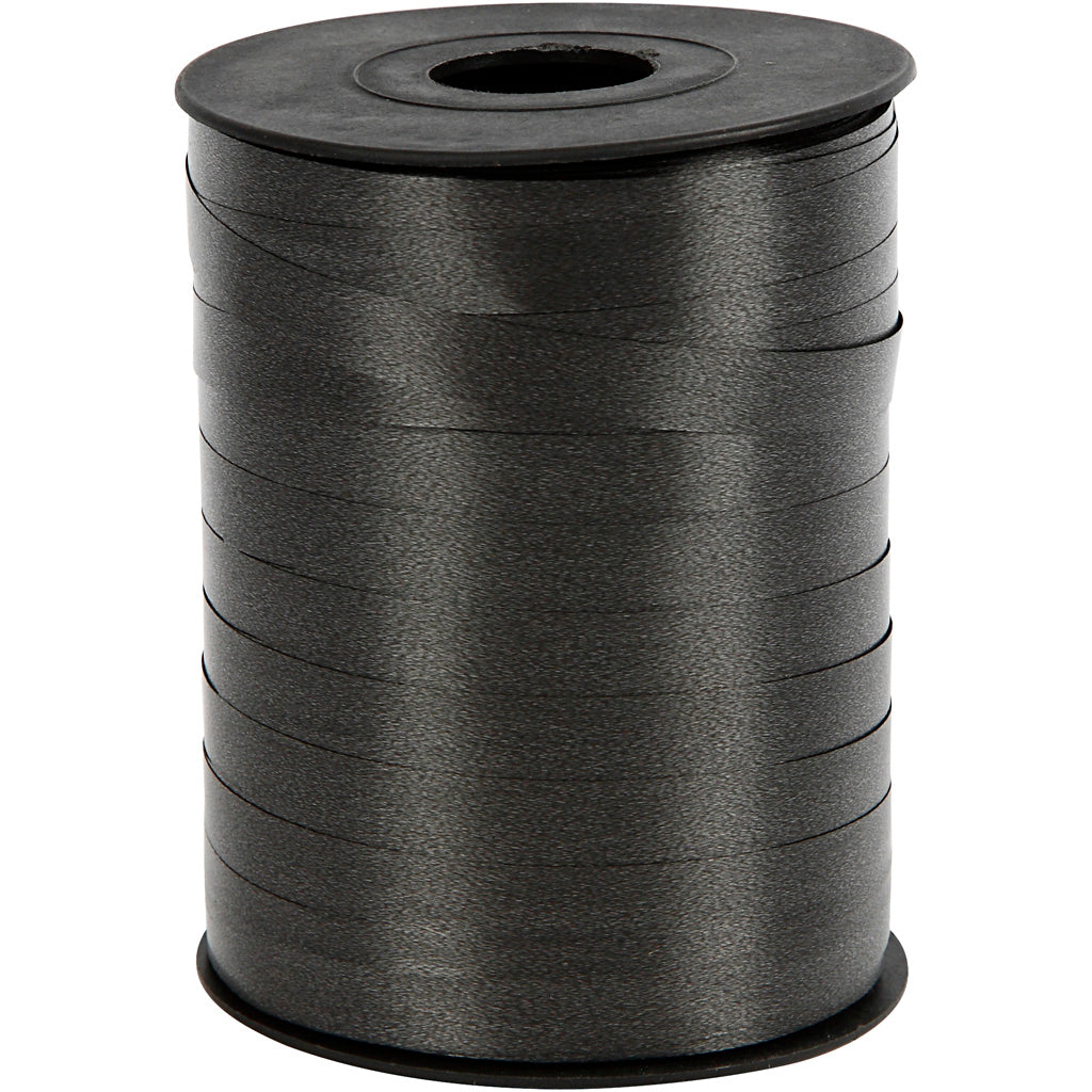 Creativ company gift ribbon, w: 10 mm, glossy, black, 250 m 1 roll