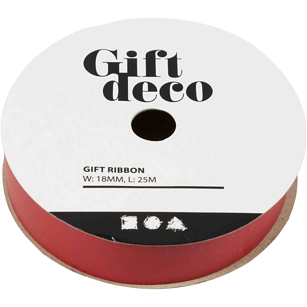 Vivi Gade gift ribbon, w: 18 mm, red, 25 m 1 roll
