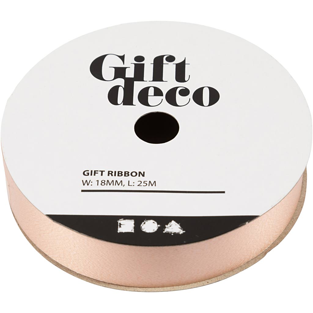 Creativ company gift ribbon, w: 18 mm, beige, 25 m 1 roll