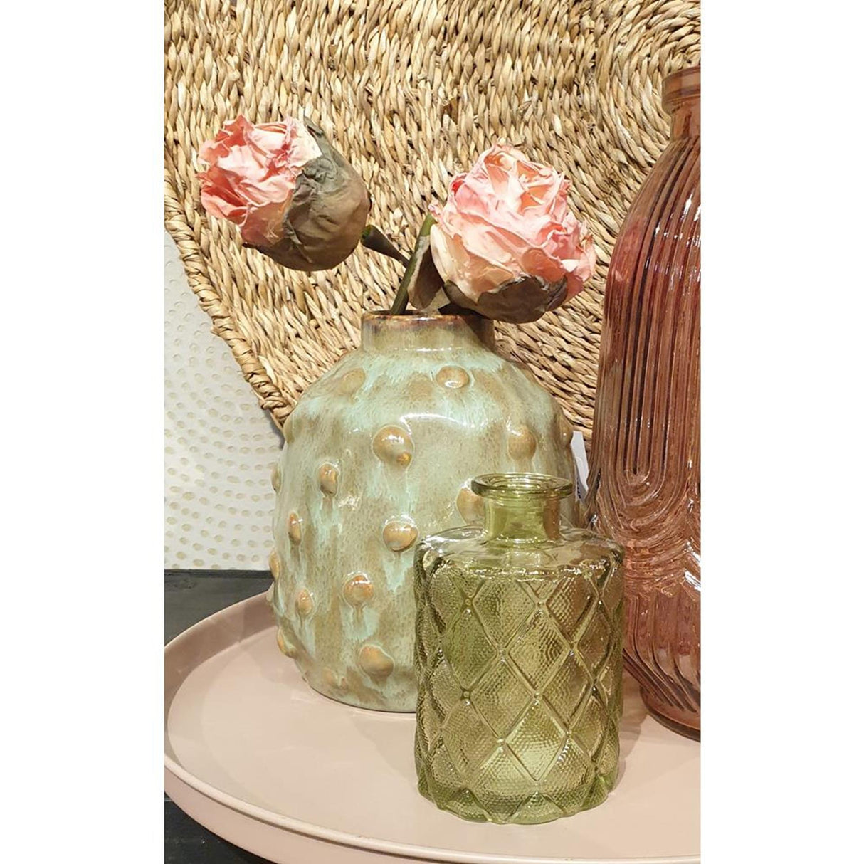 Hbx natural living vaas vivance ø7xh10,5cm geel