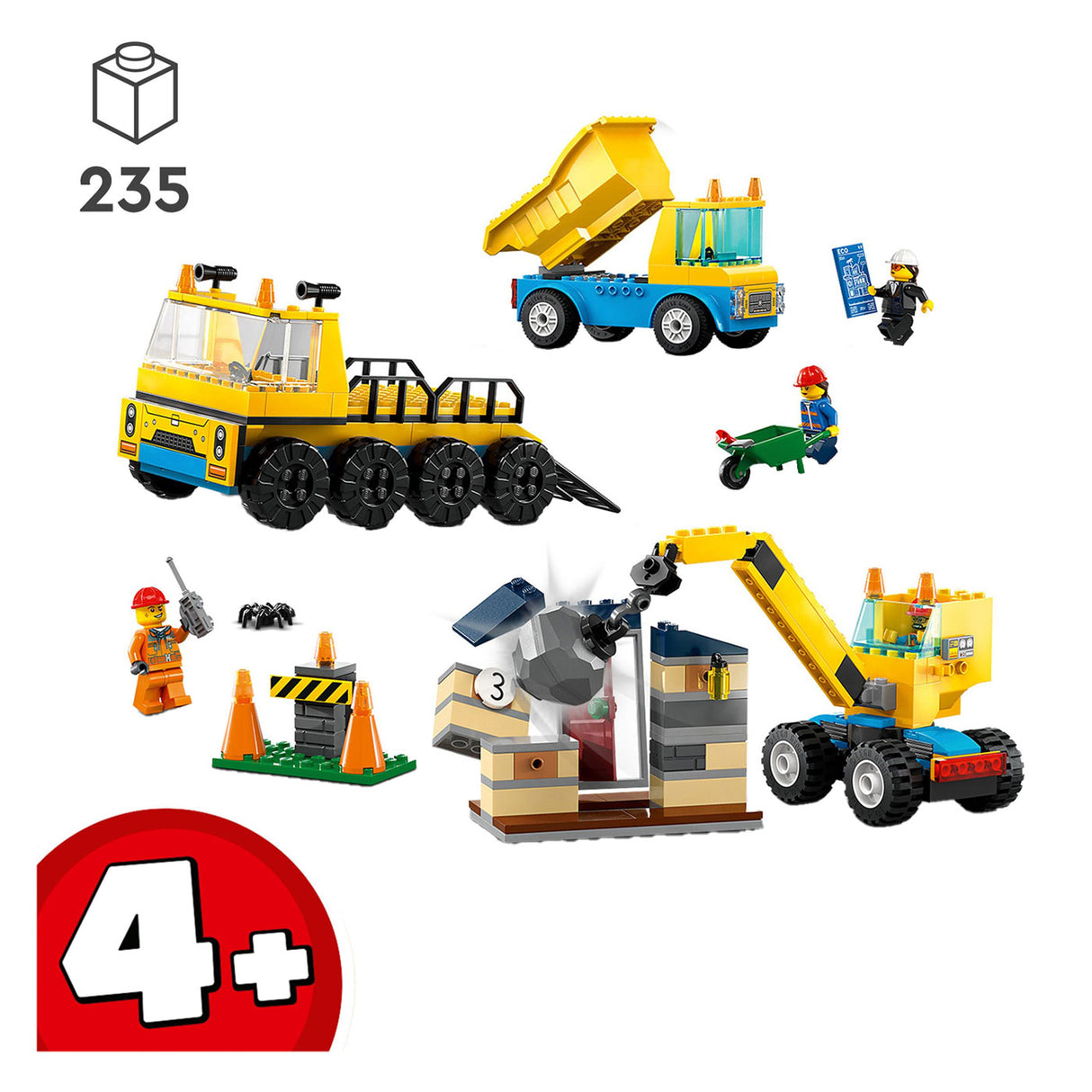 Lego city 60391 kiepwagen, bouwtruck en sloopkraan