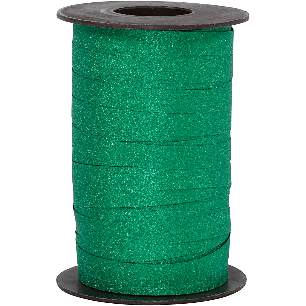 Creativ company gift ribbon, w: 10 mm, glitter, green, 100 m 1 roll